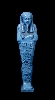 Le Crépuscule des pharaons : Ouchebti de Psammétique fils de Sébakhérit,  XXVIe dynastie, faïence égyptienne bleue, 18, 5 cm (H) x 5,5 cm (L) x 3,5 cm (P), British Museum, Londres.  © The Trustees of the British Museum 